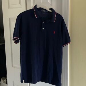 Polo by Ralph Lauren-  Men's Polo “Custom Fit”w/Red/White  Accents, Size L, Navy